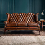 3 Seater Newby Chesterfield Sofa shown in Antique Brown Leather.