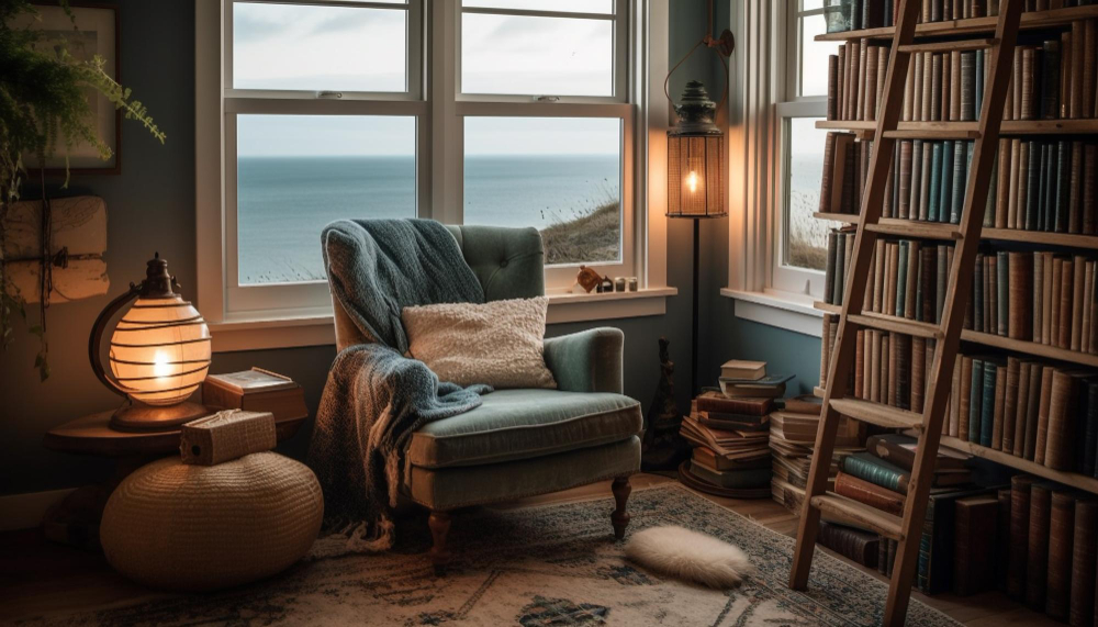 reading-corner-with-leather-chesterfield-chair