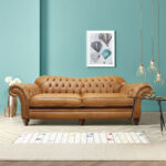 3 Seater Saxon Chesterfield Sofa, shown in Old English Bruciato Leather.