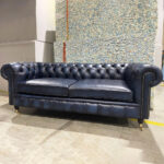 Belchamp Chesterfield Sofa - Antique Blue Leather