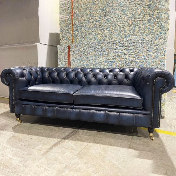 Belchamp Chesterfield Sofa - Antique Blue Leather