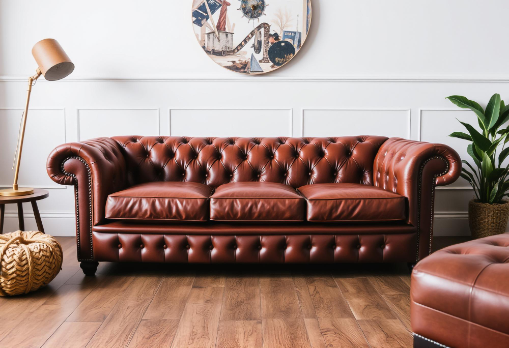 chesterfield sofa wooden floors