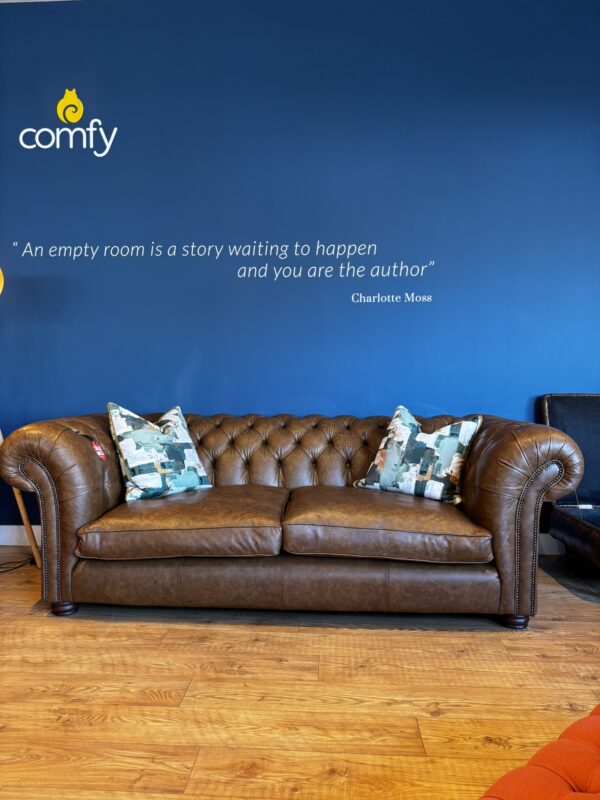 UK Stock - Bespoke Wandsworth 3 Seat Chesterfield Sofa (+9cm Depth) - Dune Tan Leather - Image 2
