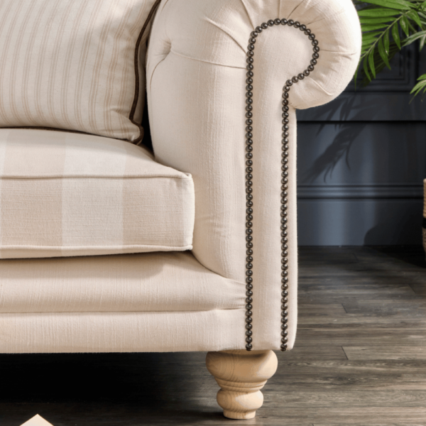 Hampton 3 Seat Chesterfield -  In Bespoke Linen Fabric - Image 4