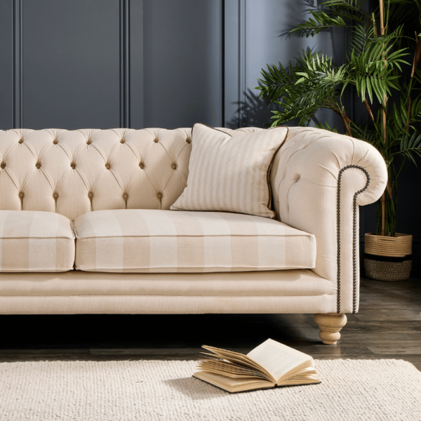 Hampton 3 Seat Chesterfield -  In Bespoke Linen Fabric - Image 5