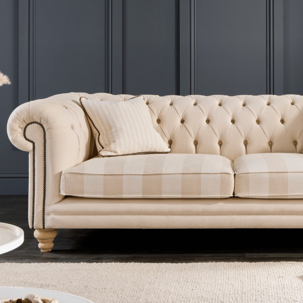 Hampton 3 Seat Chesterfield -  In Bespoke Linen Fabric - Image 6