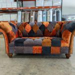 Patchwork 2 seater in orange/grey