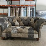 2 Seater Patchwork Sofa in Cream/Grey