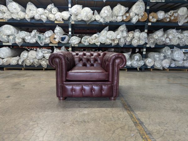 London 1 Seater Chesterfield Club Chair - Legacy Bike Tan Leather