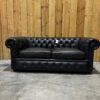 UK STOCK - London 2 Seater Chesterfield Sofa - Dune Charcoal Leather