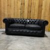 UK STOCK - London 2 Seater Chesterfield Sofa - Dune Charcoal Leather - Image 2