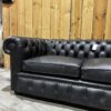 UK STOCK - London 2 Seater Chesterfield Sofa - Dune Charcoal Leather - Image 3