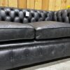 UK STOCK - London 2 Seater Chesterfield Sofa - Dune Charcoal Leather - Image 4