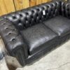 UK STOCK - London 2 Seater Chesterfield Sofa - Dune Charcoal Leather - Image 9