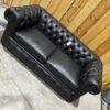 UK STOCK - London 2 Seater Chesterfield Sofa - Dune Charcoal Leather - Image 5