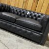 UK STOCK - London 2 Seater Chesterfield Sofa - Dune Charcoal Leather - Image 6