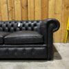 UK STOCK - London 2 Seater Chesterfield Sofa - Dune Charcoal Leather - Image 7