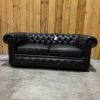 UK STOCK - London 2 Seater Chesterfield Sofa - Dune Charcoal Leather - Image 11