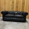 UK STOCK - London 2 Seater Chesterfield Sofa - Dune Charcoal Leather - Image 12