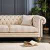 UK Stock - Bespoke Hampton 3 Seat Chesterfield  -  Striped Linen - Image 6