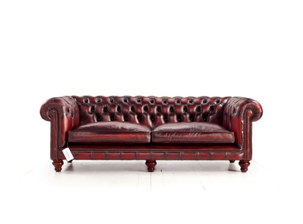 Quick Ship - Hampton 3 Seat Chesterfield  -  Antique Red Leather