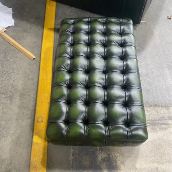 Quick Ship - Marlborough Stool  - Antique Green Leather - Image 3