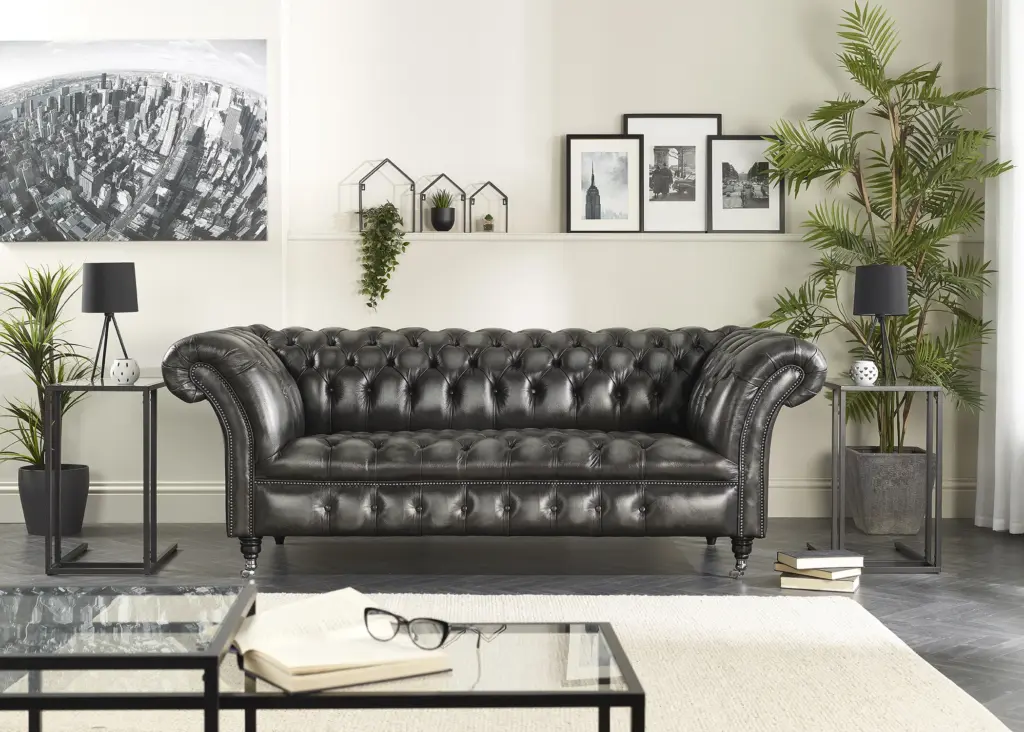 black vs brown leather chesterfield