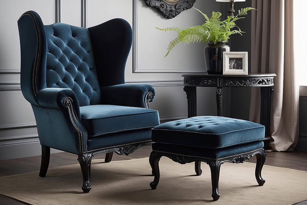 chesterfield-chairs with ottomans